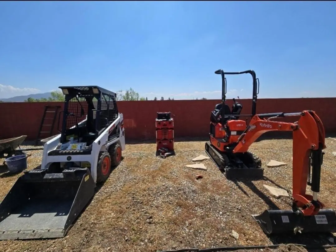 Skid steer, compactor, and compact excavator available for large landscape construction projects